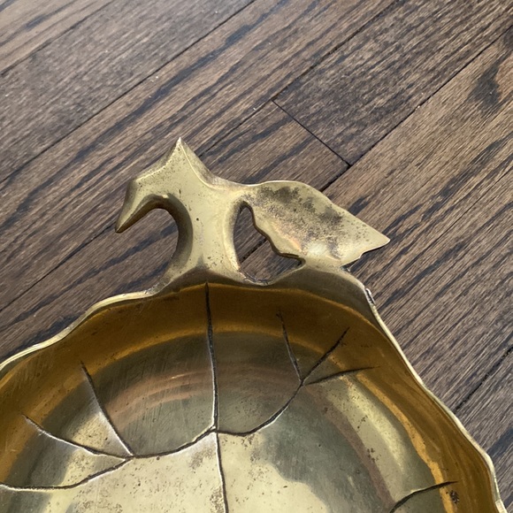 MCM Brass Leaf Bowl with Ornate Legs - Picture 4 of 7